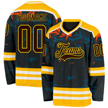 Загрузить изображение в средство просмотра галереи, Custom Black Brown Yellow Orange Blue-White 3D Pattern Cyber Mecha E-sport Hockey Jersey
