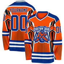 Загрузить изображение в средство просмотра галереи, Custom Orange Royal-White 3D Pattern Cyber Mecha E-sport Hockey Jersey
