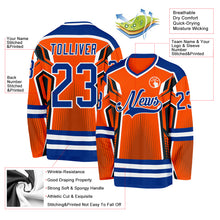 Загрузить изображение в средство просмотра галереи, Custom Orange Royal-White 3D Pattern Cyber Mecha E-sport Hockey Jersey
