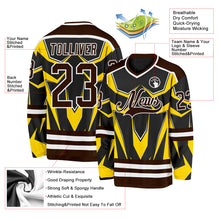 Загрузить изображение в средство просмотра галереи, Custom Black Brown Yellow-White 3D Pattern Cyber Mecha E-sport Hockey Jersey
