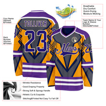 Load image into Gallery viewer, Custom Gray Dark Purple Yellow Cream-White 3D Pattern Cyber Mecha E-sport Hockey Jersey
