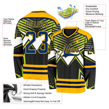Charger l'image dans la galerie, Custom Black US Navy Blue Green Navy Gold-White 3D Pattern Cyber Mecha E-sport Hockey Jersey
