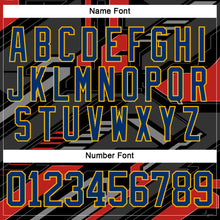 Load image into Gallery viewer, Custom Black US Navy Blue Gray Orange-Gold 3D Pattern Cyber Mecha E-sport Hockey Jersey
