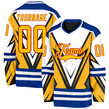 Custom Black Yellow Royal-Red 3D Pattern Cyber Mecha E-sport Hockey Jersey