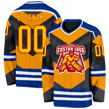 Load image into Gallery viewer, Custom Black Yellow Gray Royal Red-White 3D Pattern Cyber Mecha E-sport Hockey Jersey
