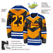 Load image into Gallery viewer, Custom Black Yellow Gray Royal Red-White 3D Pattern Cyber Mecha E-sport Hockey Jersey
