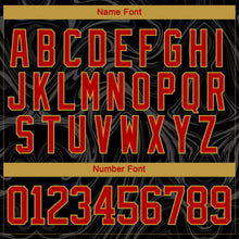 Load image into Gallery viewer, Custom Black Red Old Gold-White 3D Splash Art Hockey Lace Neck Jersey
