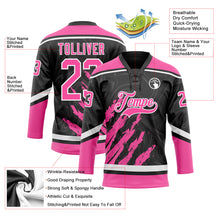 Load image into Gallery viewer, Custom Black Pink-White 3D Splash Art Hockey Lace Neck Jersey
