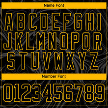 Load image into Gallery viewer, Custom Black Gold-White 3D Splash Art Hockey Lace Neck Jersey
