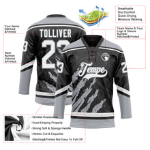 Load image into Gallery viewer, Custom Black White-Gray 3D Splash Art Hockey Lace Neck Jersey
