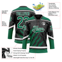 Load image into Gallery viewer, Custom Black Kelly Green-White 3D Splash Art Hockey Lace Neck Jersey
