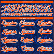 Laden Sie das Bild in den Galerie-Viewer, Custom Navy Orange-White 3D Splash Art Hockey Lace Neck Jersey
