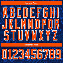 Laden Sie das Bild in den Galerie-Viewer, Custom Navy Orange-White 3D Splash Art Hockey Lace Neck Jersey
