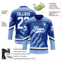Загрузить изображение в средство просмотра галереи, Custom Royal White-Light Blue 3D Splash Art Hockey Lace Neck Jersey
