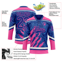 Load image into Gallery viewer, Custom Royal Pink-White 3D Splash Art Hockey Lace Neck Jersey
