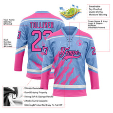 Load image into Gallery viewer, Custom Light Blue Pink Navy-White 3D Splash Art Hockey Lace Neck Jersey
