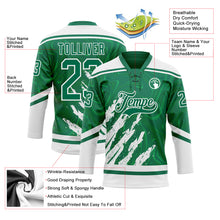 Load image into Gallery viewer, Custom Kelly Green White 3D Splash Art Hockey Lace Neck Jersey
