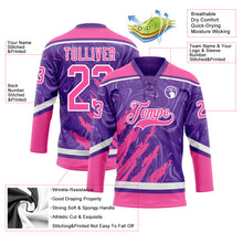 Load image into Gallery viewer, Custom Purple Pink-White 3D Splash Art Hockey Lace Neck Jersey
