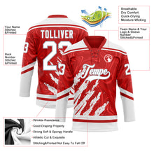 Laden Sie das Bild in den Galerie-Viewer, Custom Red White-Gray 3D Splash Art Hockey Lace Neck Jersey
