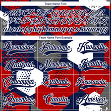 Laden Sie das Bild in den Galerie-Viewer, Custom Red Navy-White 3D Pattern Geometric Shape Hockey Lace Neck Jersey
