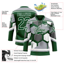 Загрузить изображение в средство просмотра галереи, Custom Gray Green-White 3D Pattern Geometric Shape Hockey Lace Neck Jersey
