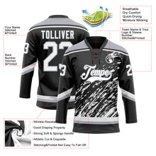 Load image into Gallery viewer, Custom Black White-Gray 3D Splash Art Hockey Lace Neck Jersey
