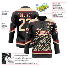 Load image into Gallery viewer, Custom Black City Cream-Crimson 3D Splash Art Hockey Lace Neck Jersey
