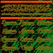 Load image into Gallery viewer, Custom Black Grass Green Orange-White 3D Splash Art Hockey Lace Neck Jersey
