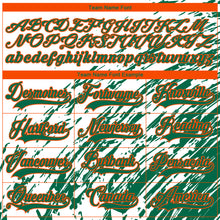 Load image into Gallery viewer, Custom White Kelly Green-Orange 3D Splash Art Hockey Lace Neck Jersey
