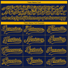 Загрузить изображение в средство просмотра галереи, Custom Navy Gold-White 3D Splash Art Hockey Lace Neck Jersey
