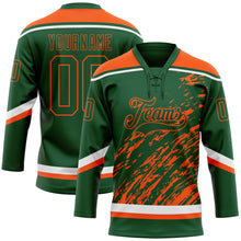 Загрузить изображение в средство просмотра галереи, Custom Green Orange-White 3D Splash Art Hockey Lace Neck Jersey
