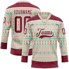 Charger l'image dans la galerie, Custom Cream Crimson 3D Pattern Native Americans Tribal Indigenous People Hockey Lace Neck Jersey
