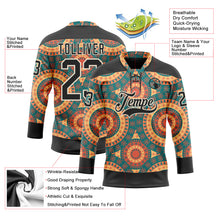 Load image into Gallery viewer, Custom Black Green Orange-Cream 3D Pattern Native Americans Tribal Indigenous People Hockey Lace Neck Jersey
