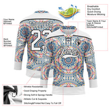 Load image into Gallery viewer, Custom White Black 3D Pattern Native Americans Tribal Indigenous People Hockey Lace Neck Jersey
