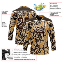 Load image into Gallery viewer, Custom Camo Brown-White 3D Camouflage Hockey Lace Neck Jersey
