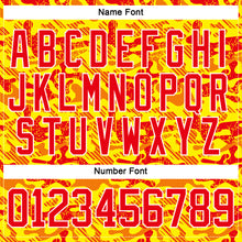 Charger l'image dans la galerie, Custom Camo Fire Red Gold-White 3D Camouflage Hockey Lace Neck Jersey
