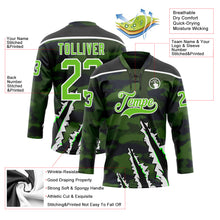 Charger l'image dans la galerie, Custom Camo Aurora Green Black-White 3D Camouflage Claw Mark Hockey Lace Neck Jersey
