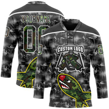 Charger l'image dans la galerie, Custom Camo Black-White 3D Camouflage Digital Hockey Lace Neck Jersey
