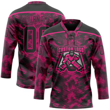 Charger l'image dans la galerie, Custom Camo Black-Hot Pink 3D Camouflage Digital Hockey Lace Neck Jersey
