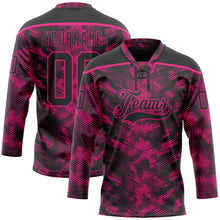 Charger l'image dans la galerie, Custom Camo Black-Hot Pink 3D Camouflage Digital Hockey Lace Neck Jersey
