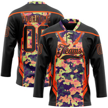 Charger l'image dans la galerie, Custom Camo Black-Orange 3D Camouflage Pixel Hockey Lace Neck Jersey
