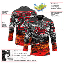 Charger l'image dans la galerie, Custom Camo Black-Fire Red 3D Camouflage Hockey Lace Neck Jersey
