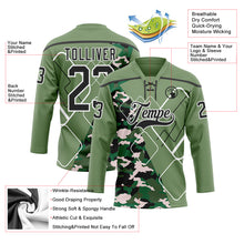 Load image into Gallery viewer, Custom Camo Black Green-White 3D Camouflage Geometric Hockey Lace Neck Jersey

