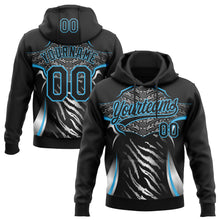 Load image into Gallery viewer, Custom Stitched Black Sky Blue-White 3D Pattern Design E-sports Pullover Sweatshirt Hoodie
