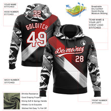 Load image into Gallery viewer, Custom Stitched Black White-Red 3D Pattern Design E-sports Pullover Sweatshirt Hoodie
