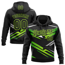 Load image into Gallery viewer, Custom Stitched Black Neon Green-White 3D Pattern Design E-sports Pullover Sweatshirt Hoodie

