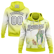 Load image into Gallery viewer, Custom Stitched Neon Yellow White-Black 3D Pattern Design Religion The Virgin Mary Pullover Sweatshirt Hoodie
