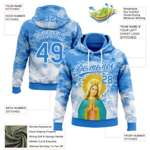 Laden Sie das Bild in den Galerie-Viewer, Custom Stitched Powder Blue White 3D Pattern Design Religion The Virgin Mary Pullover Sweatshirt Hoodie
