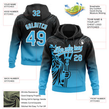 Load image into Gallery viewer, Custom Stitched Black Sky Blue-White 3D Pattern Design Knight Pullover Sweatshirt Hoodie
