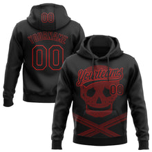 Charger l'image dans la galerie, Custom Stitched Black Red 3D Skull Pattern Pullover Sweatshirt Hoodie
